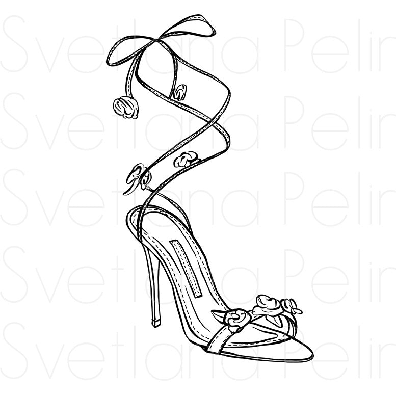 Sandals, Women's Shoes, Coloring Page, Printable Digital Files, INSTANT Download