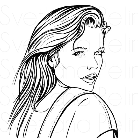 Kim Basinger, Coloring Page, Printable Digital Files, INSTANT Download