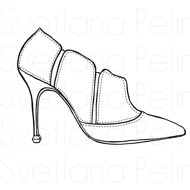 Booties, Women's Shoes, Coloring Page, Printable Digital Files, INSTANT Download