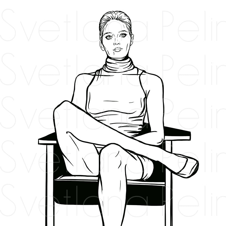 Sharon Stone, Coloring Page, Printable Digital Files, INSTANT Download