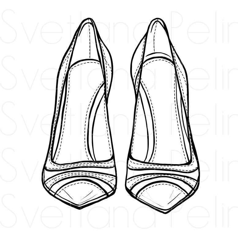 Stiletto, Women's Shoes, Coloring Page, Printable Digital Files, INSTANT Download