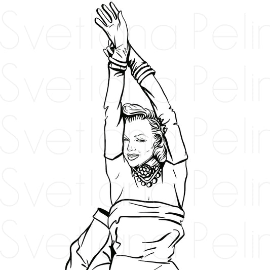 Marilyn Monroe, GPB, Coloring Page, Printable Digital Files, INSTANT Download