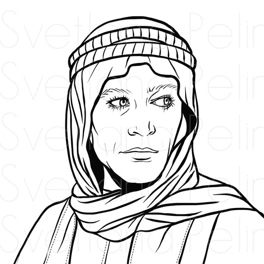 Peter O'Toole, Lawrence of Arabia, Coloring Page, Printable Digital Files, INSTANT Download