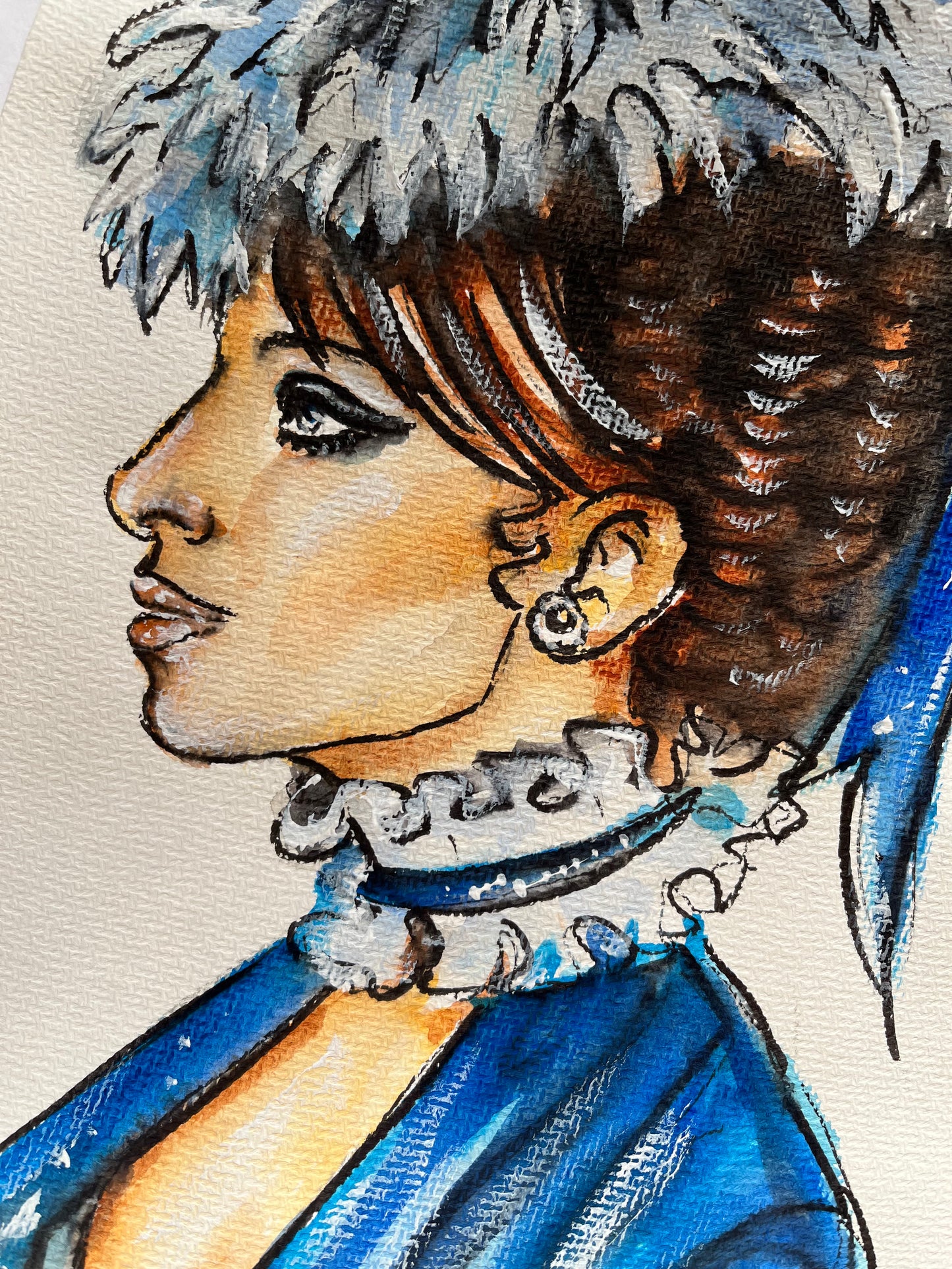 Barbra Streisand, BS, On a Clear Day, ORIGINAL Watercolor Painting, Artwork by Svetlana Pelin