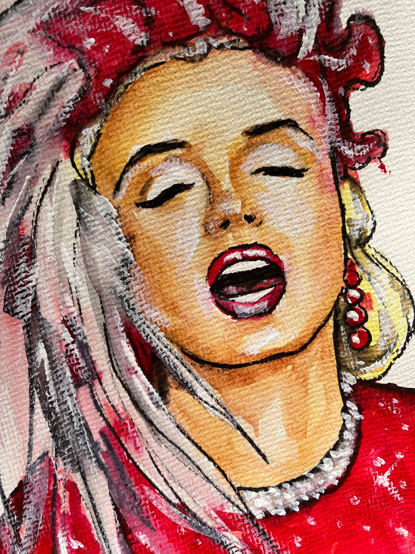 Marilyn Monroe, Red dress, Gentlemen Prefer Blondes, GPB, ORIGINAL Watercolor Painting, Artwork by Svetlana Pelin