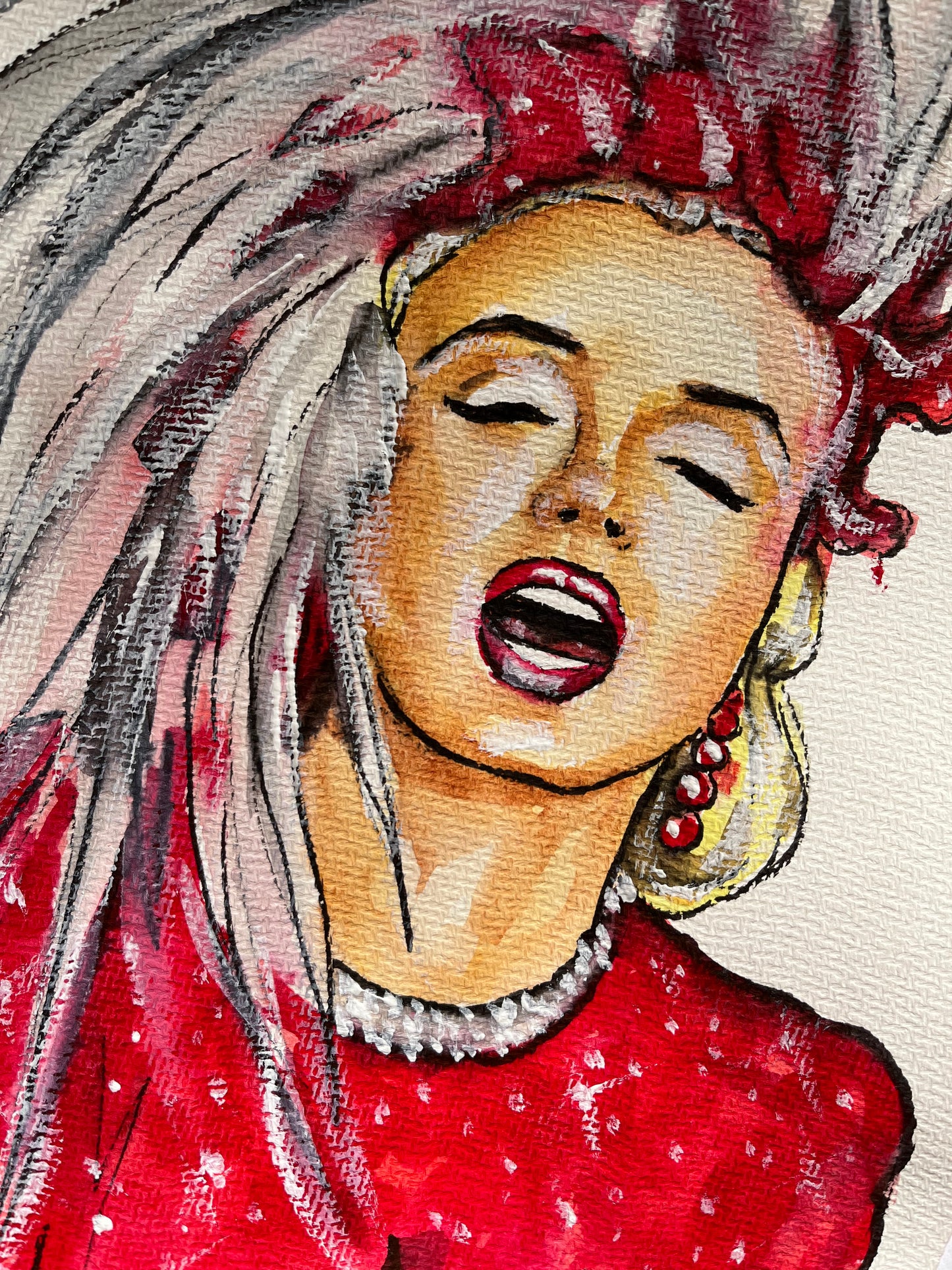 Marilyn Monroe, Red dress, Gentlemen Prefer Blondes, GPB, ORIGINAL Watercolor Painting, Artwork by Svetlana Pelin