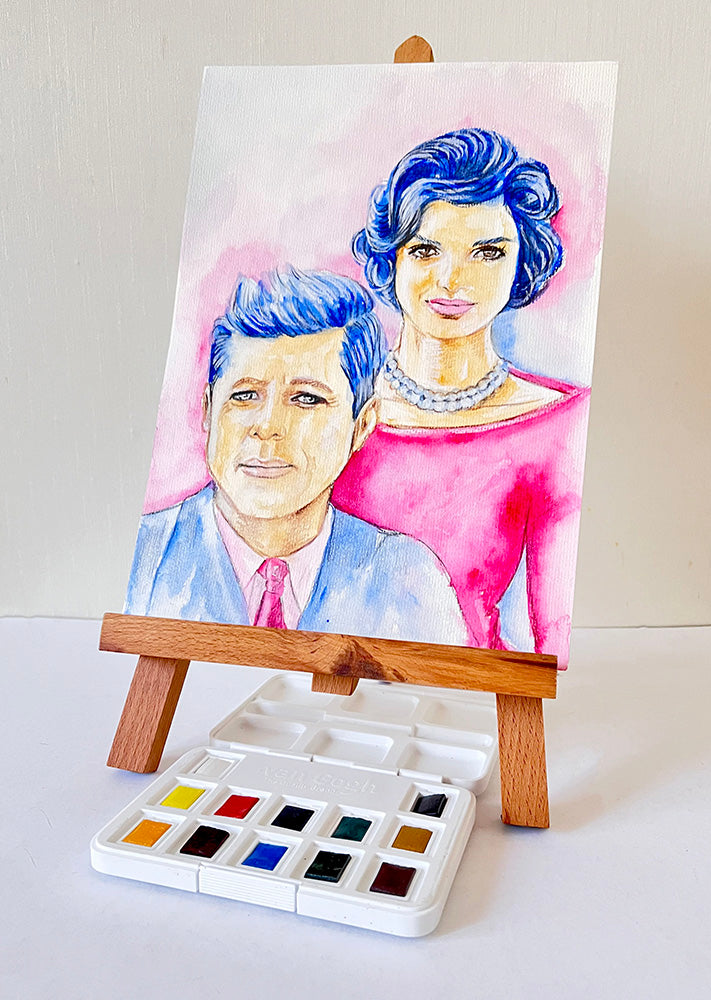 Jacqueline Kennedy, JFK, Jacqueline Bouvier Kennedy Onassis, the First Lady, President John F. Kennedy, ORIGINAL Watercolour Painting, Artwork by Svetlana Pelin