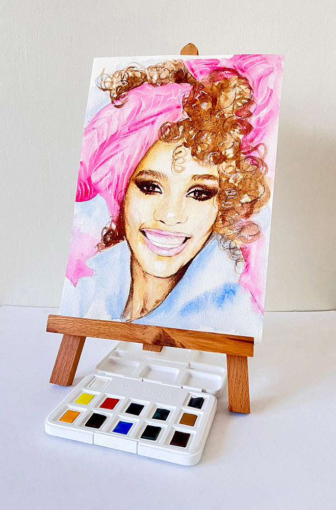 Whitney Houston, ORIGINAL Watercolour Painting, Artwork by Svetlana Pelin