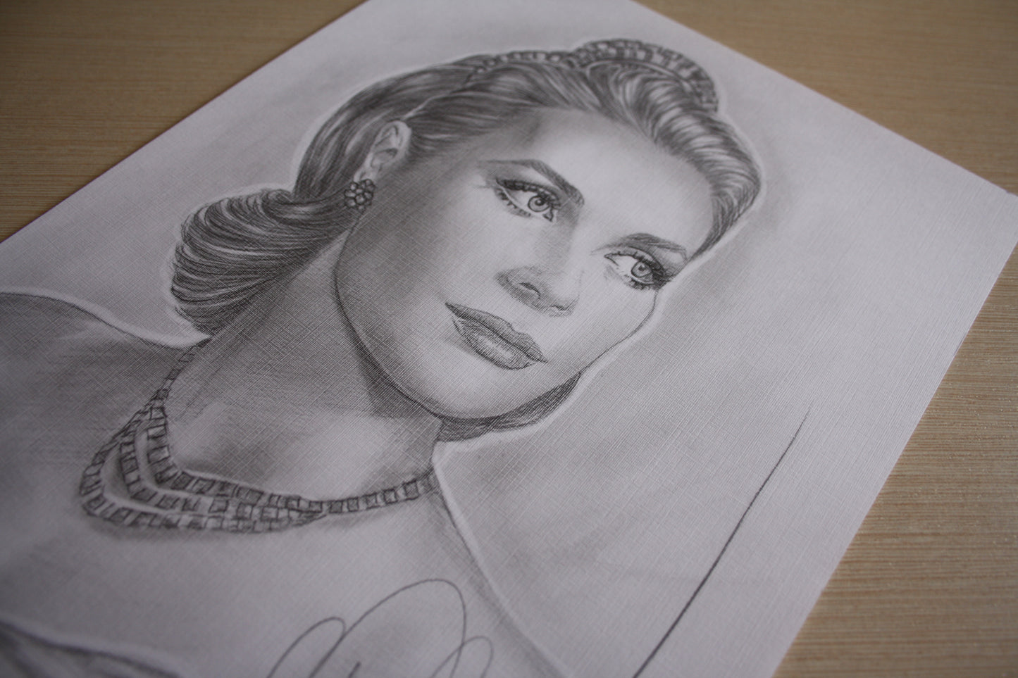 Grace Kelly, Tiara, ORIGINAL Pencil Drawing, Artwork by Svetlana Pelin