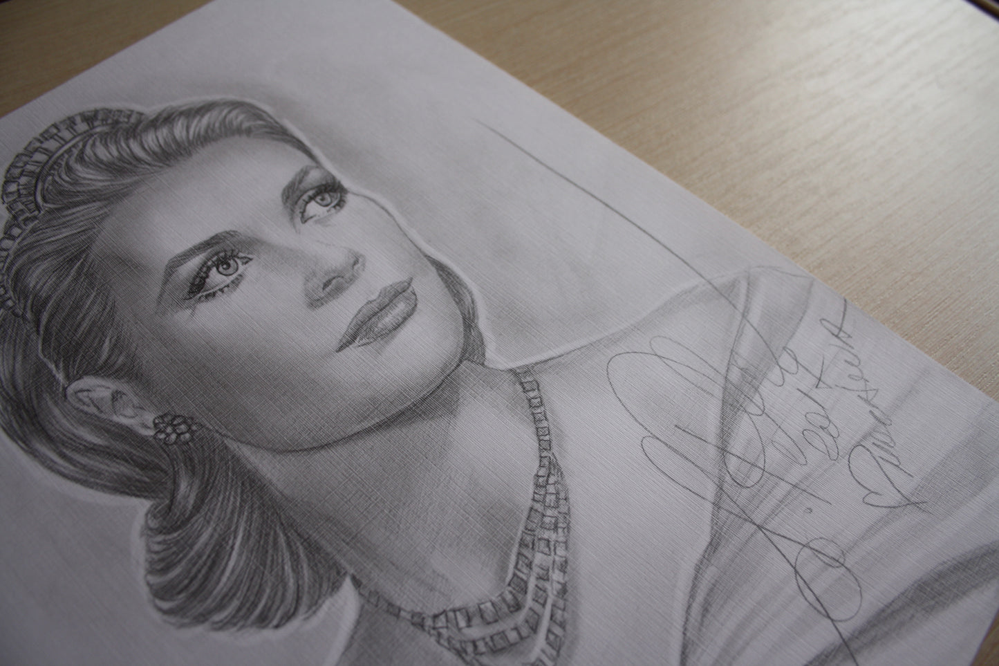 Grace Kelly, Tiara, ORIGINAL Pencil Drawing, Artwork by Svetlana Pelin