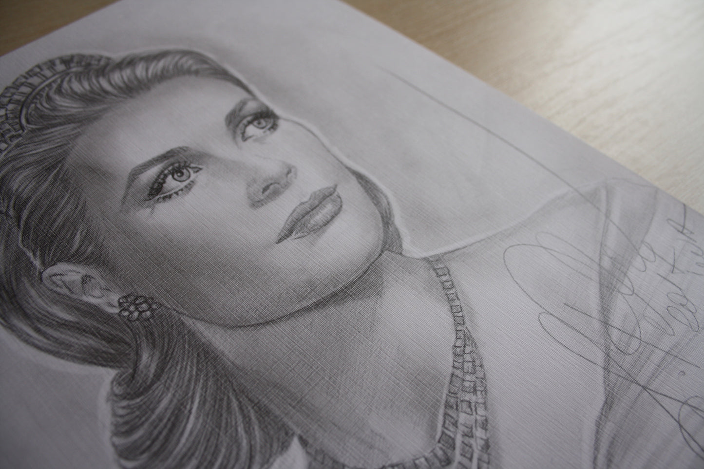 Grace Kelly, Tiara, ORIGINAL Pencil Drawing, Artwork by Svetlana Pelin
