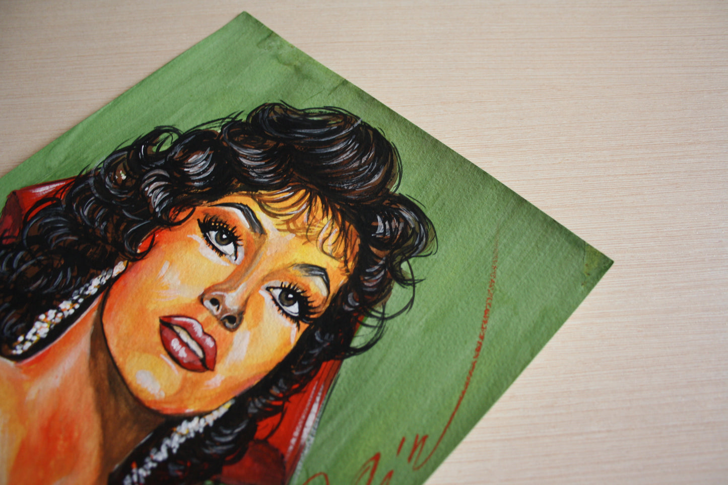 Gina Lollobrigida, Esmeralda, Notre-Dame de Paris, ORIGINAL Gouache painting, Artwork by Svetlana Pelim