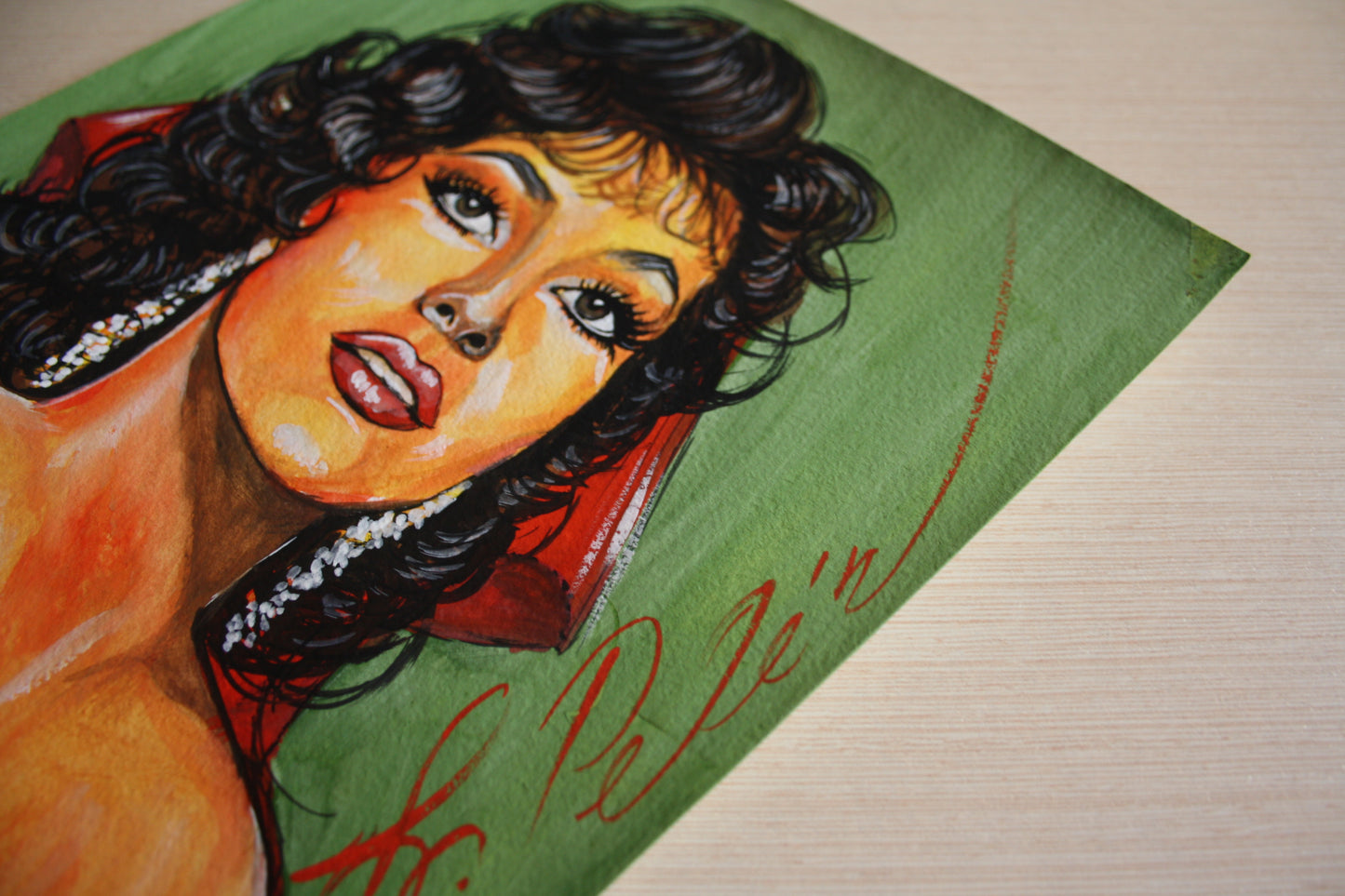 Gina Lollobrigida, Esmeralda, Notre-Dame de Paris, ORIGINAL Gouache painting, Artwork by Svetlana Pelim
