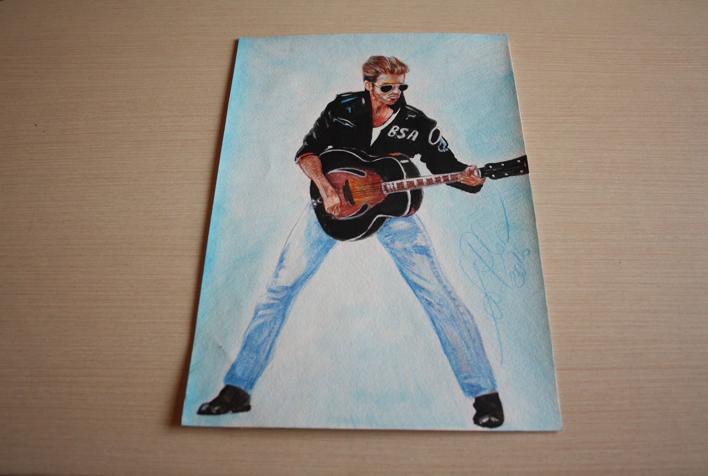 George Michael, GM, ORIGINAL Watercolor pencils drawing, Artwork by Svetlana Pelin