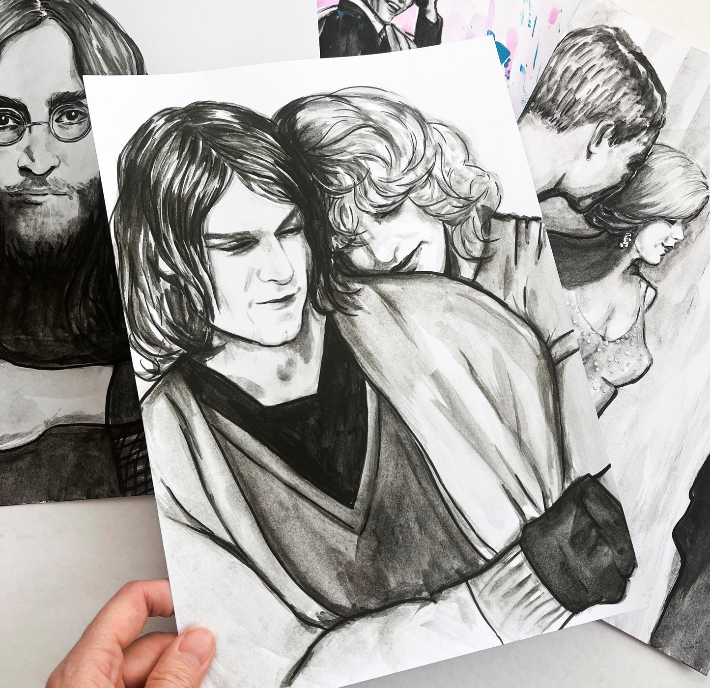 Kurt Cobain, Courtney Love, KC, CL, ORIGINAL Watercolor Painting, Artwork by Svetlana Pelin
