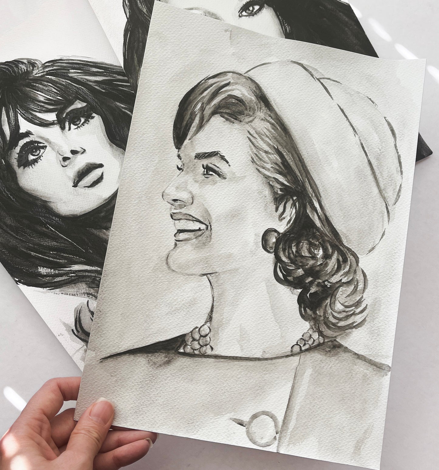 Jacqueline Kennedy, Jackie Onassis, ORIGINAL Watercolor Painting, Artwork by Svetlana Pelin