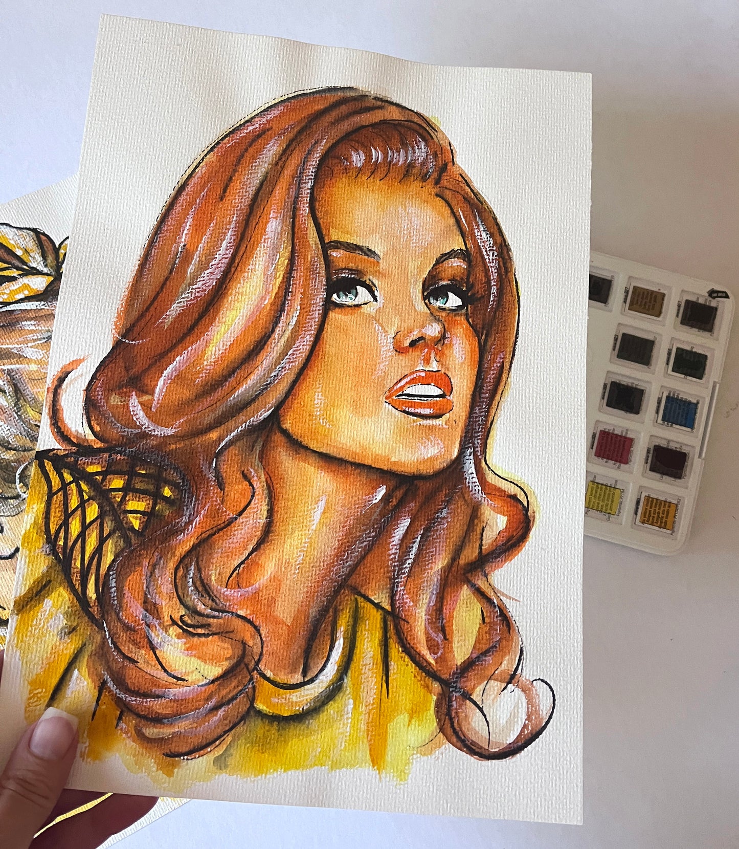 Ann-Margret, ORIGINAL Watercolor Painting, Artwork by Svetlana Pelin