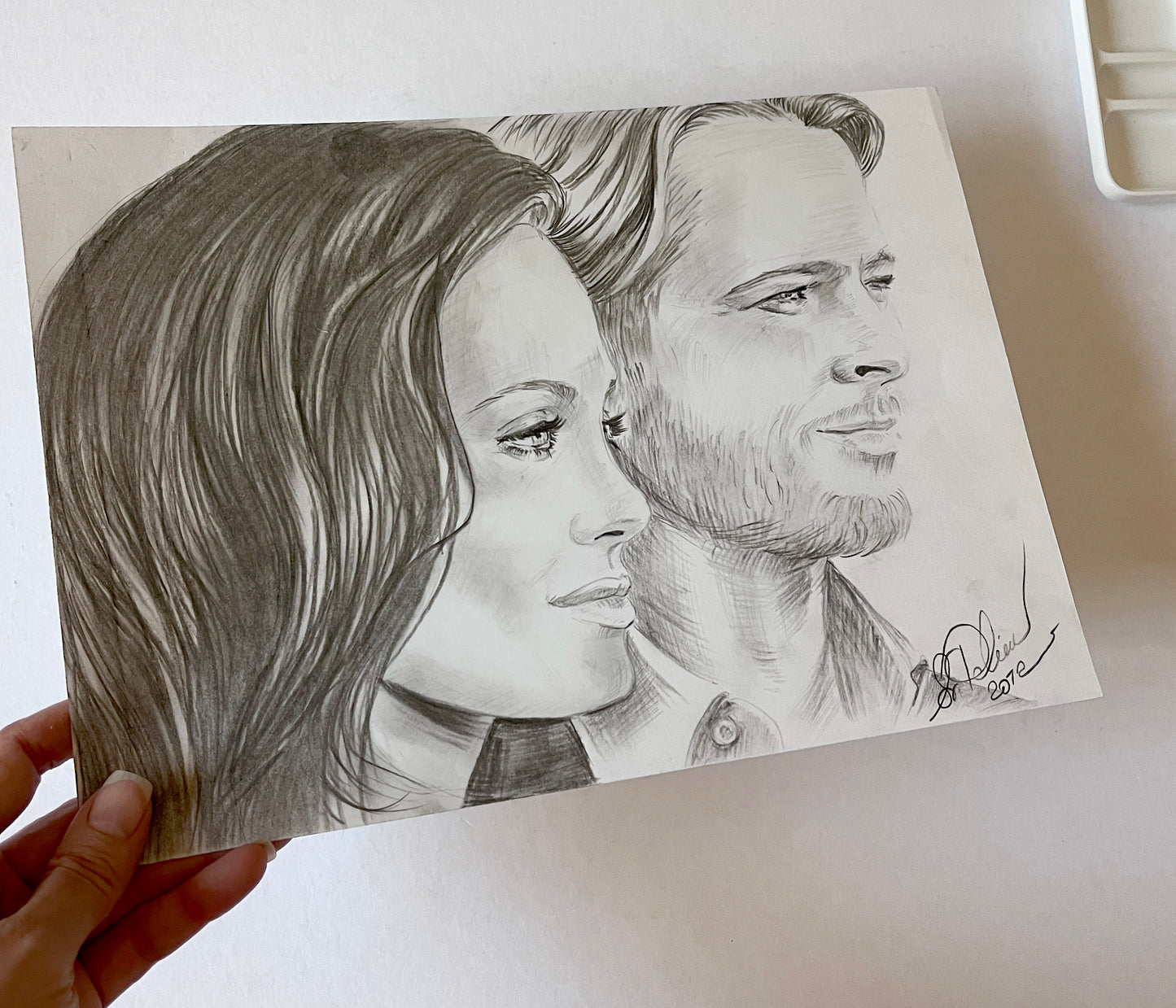 Angelina Jolie, Brad Pitt, ORIGINAL Pencil drawing, Artwork by Svetlana Pelin