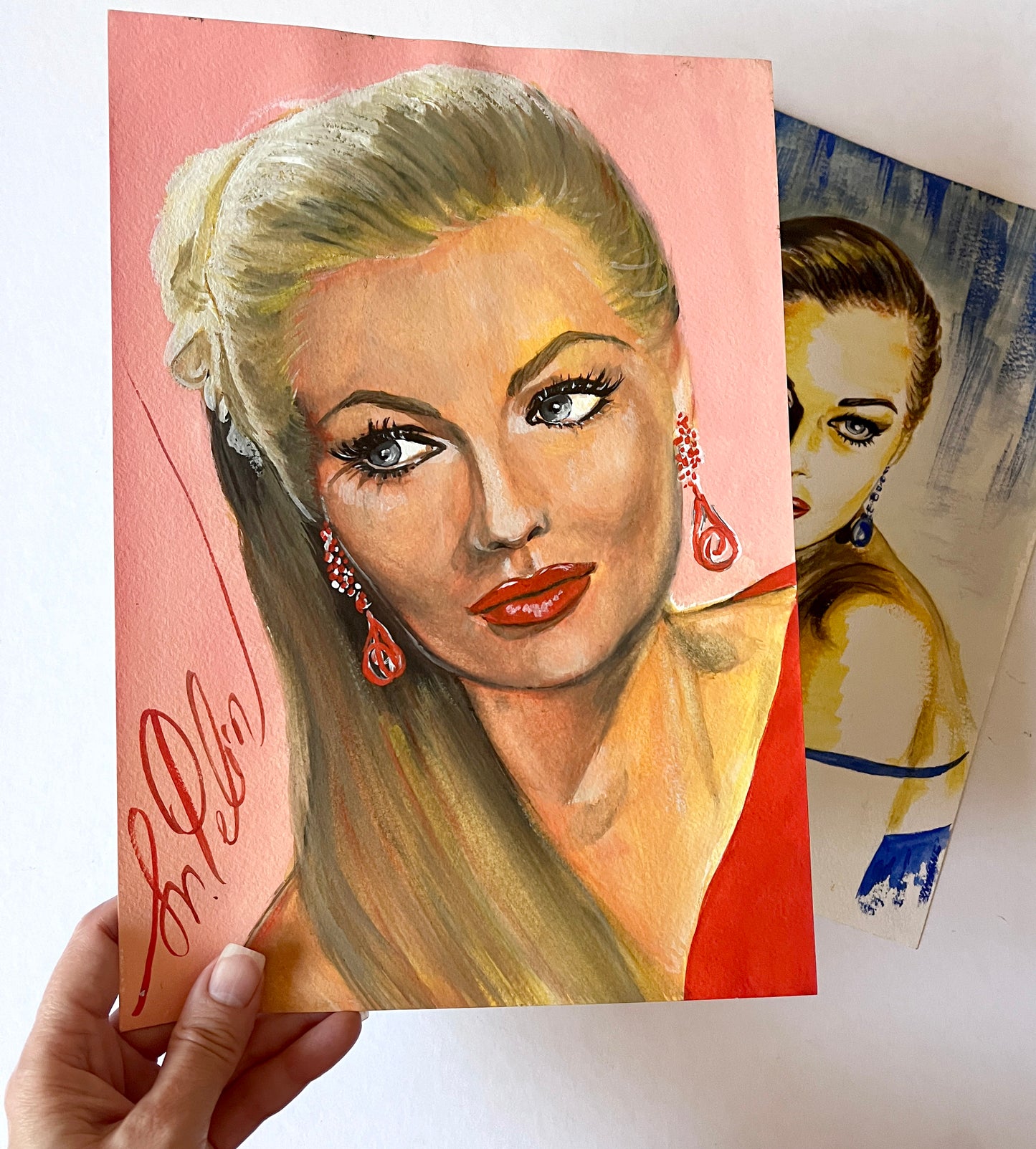 Anita Ekberg, ORIGINAL Gouache Painting, Artwork by Svetlana Pelin