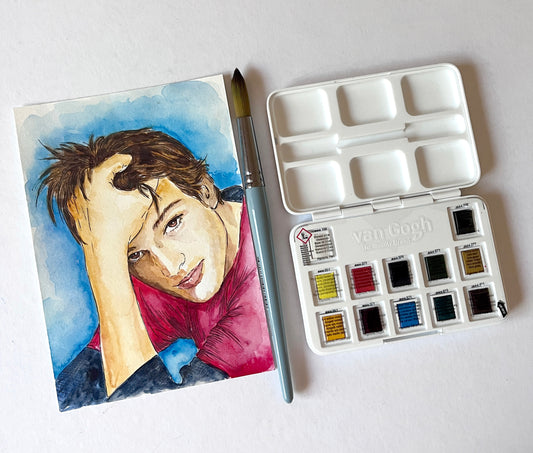 Ashton Kutcher, ORIGINAL watercolor painting, Artwork by Svetlana Pelin