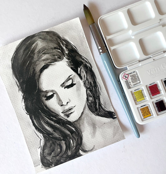 Lana Del Rey, LD, ORIGINAL watercolor painting, Artwork by Svetlana Pelin