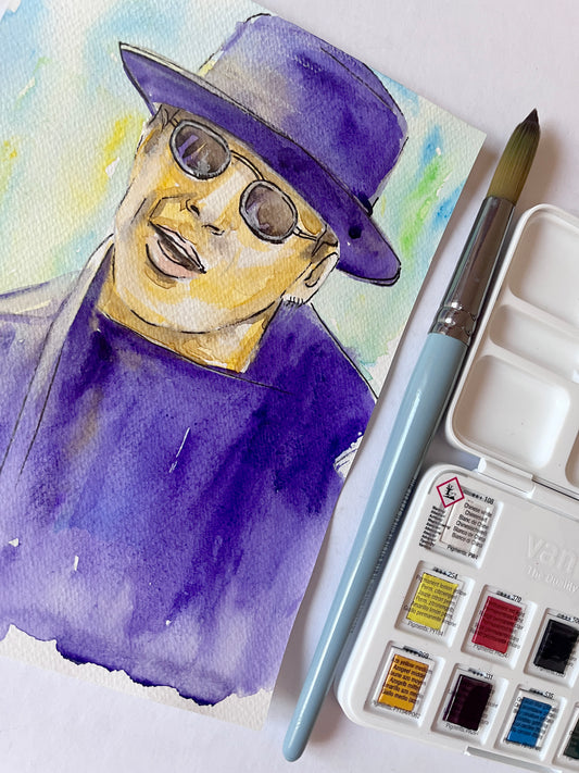 Bruce Willis, ORIGINAL watercolor painting, Artwork by Svetlana Pelin