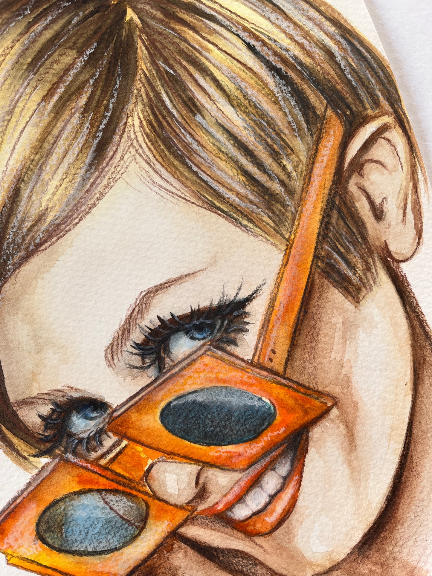 Twiggy, ORIGINAL Watercolor Painting, Artwork by Svetlana Pelin