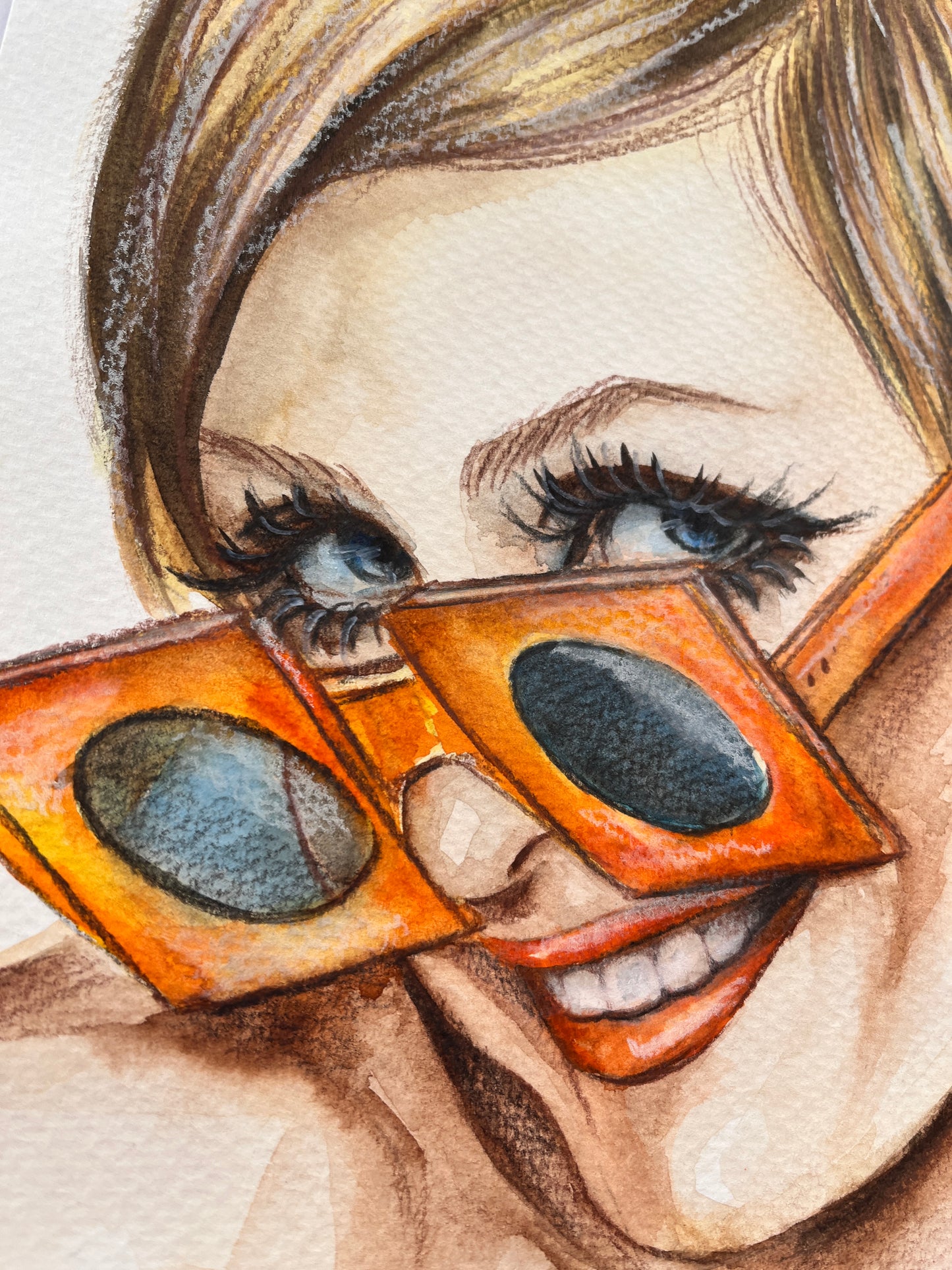 Twiggy, ORIGINAL Watercolor Painting, Artwork by Svetlana Pelin