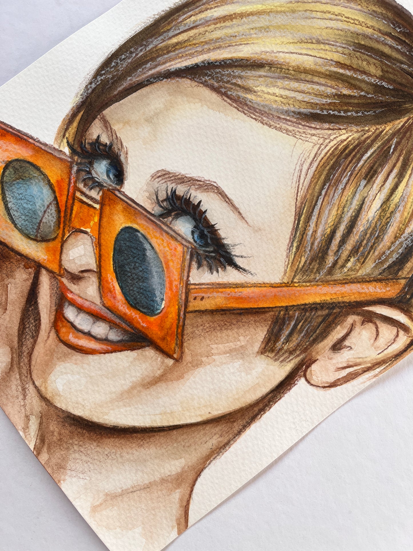 Twiggy, ORIGINAL Watercolor Painting, Artwork by Svetlana Pelin