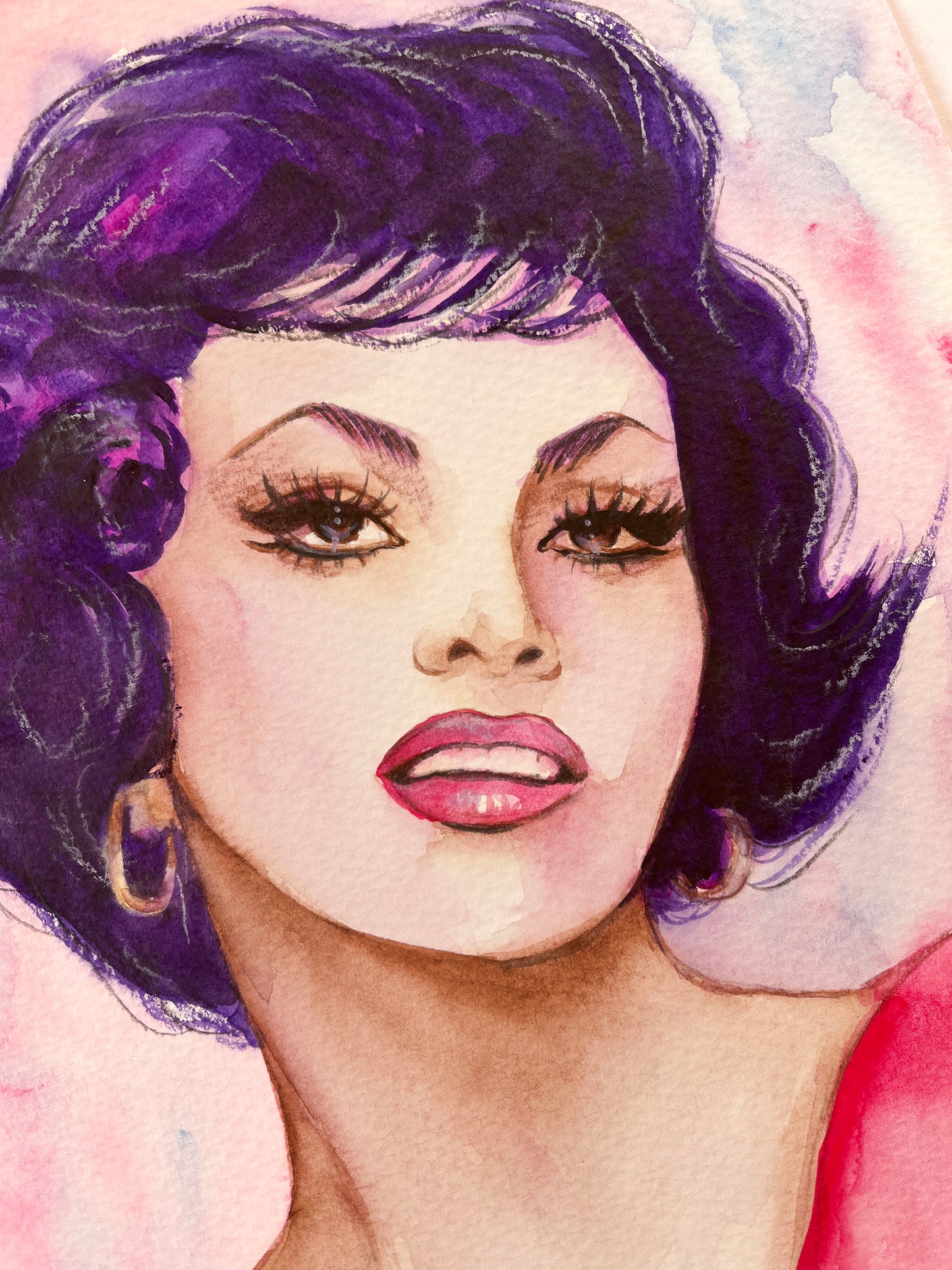 Gina Lollobrigida, ORIGINAL Watercolor Painting, Artwork by Svetlana Pelin