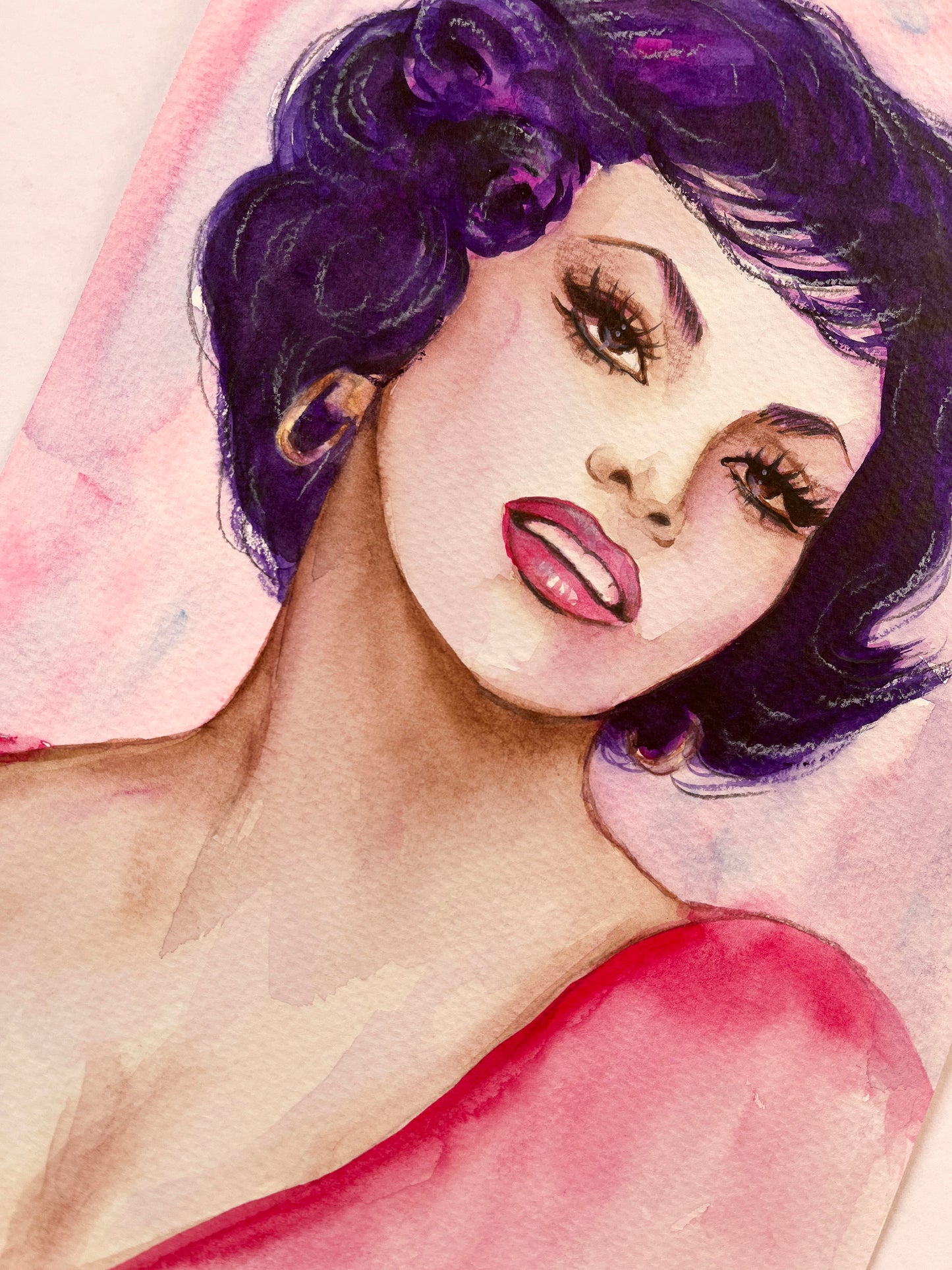 Gina Lollobrigida, ORIGINAL Watercolor Painting, Artwork by Svetlana Pelin