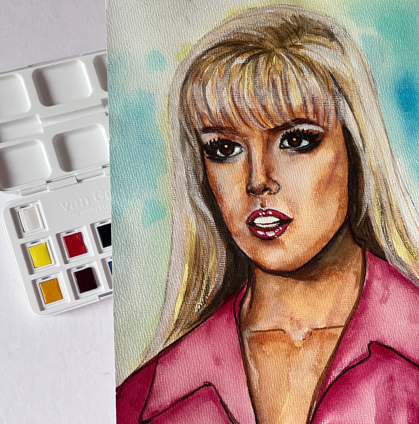 Beverly Hills, Jennie Garth, ORIGINAL Watercolor Painting by Svetlana Pelin