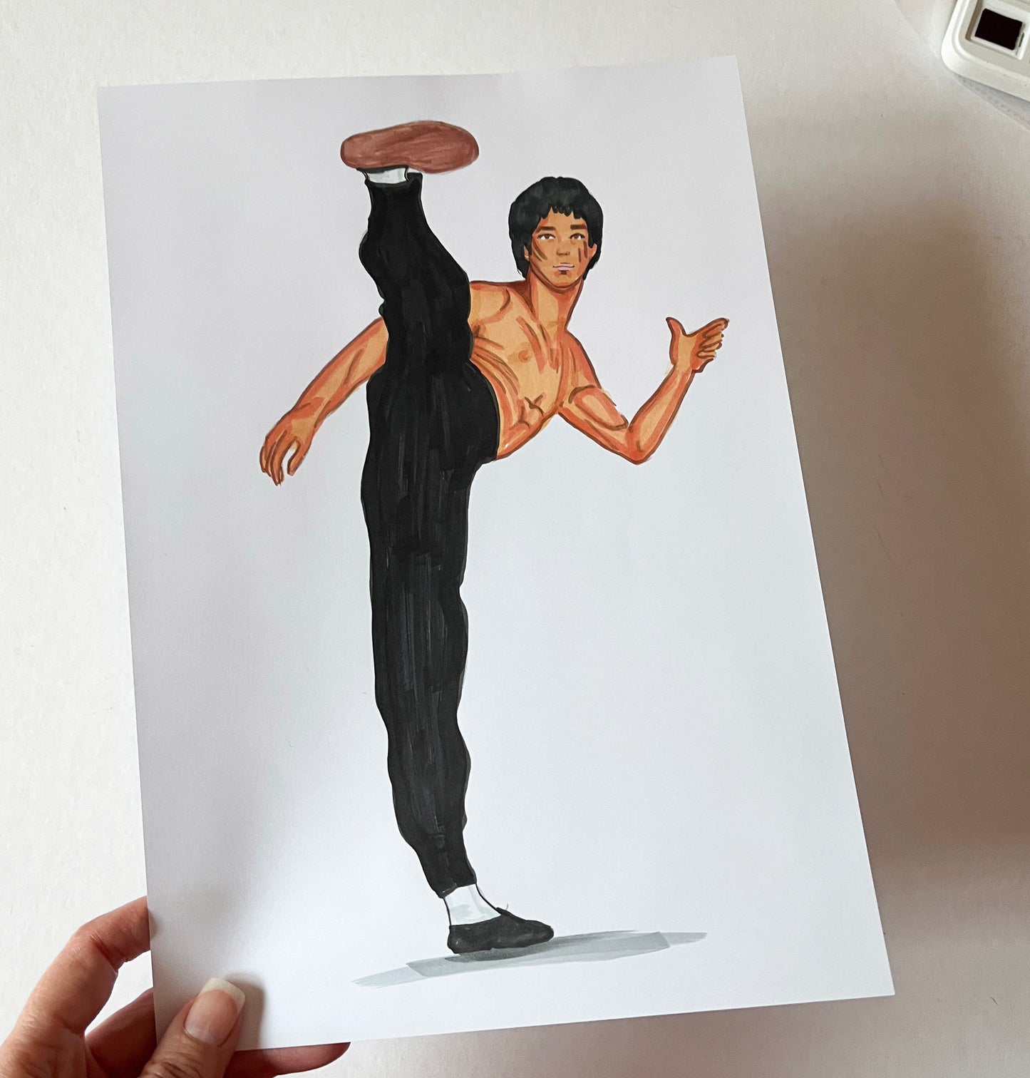 Bruce Lee, ORIGINAL Marker drawing, Artwork by Svetlana Pelin