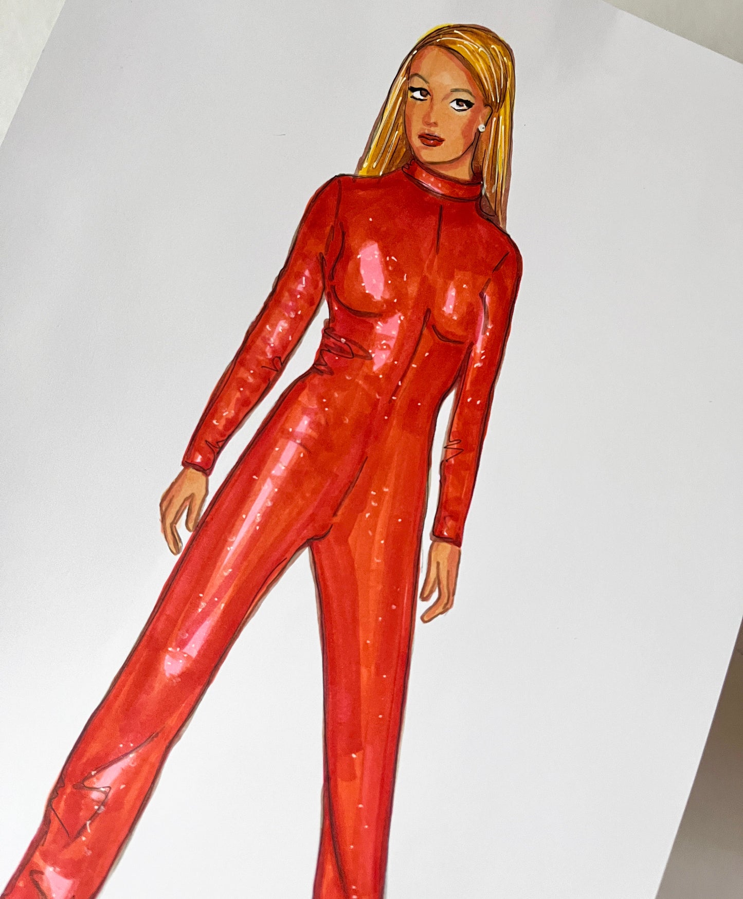 Britney Spears, Oops!...I Did It Again, ORIGINAL Marker drawing, Artwork by Svetlana Pelin