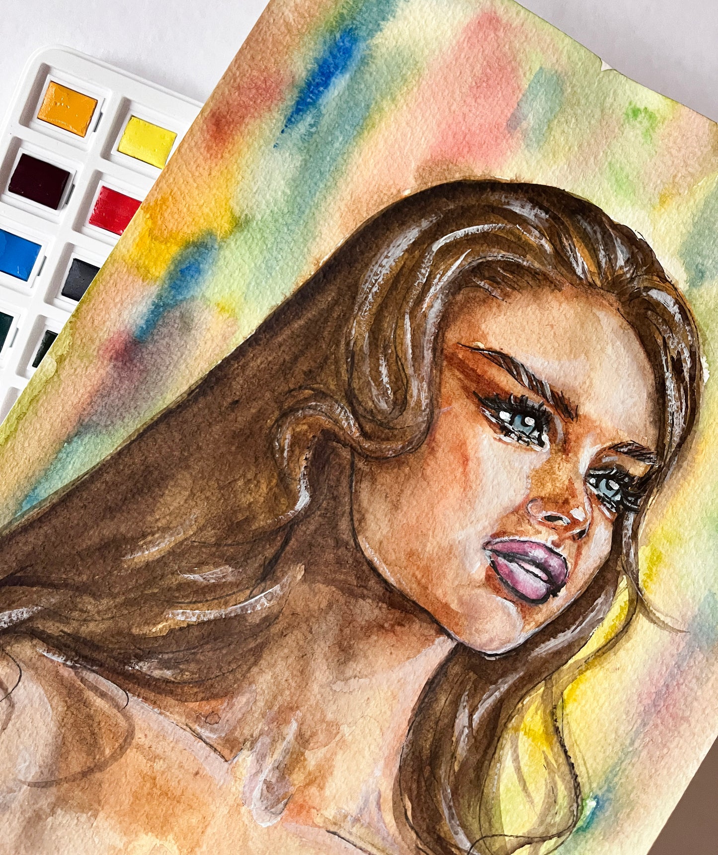 Brooke Shields, The Blue Lagoon, ORIGINAL Watercolor Painting, Artwork by Svetlana Pelin