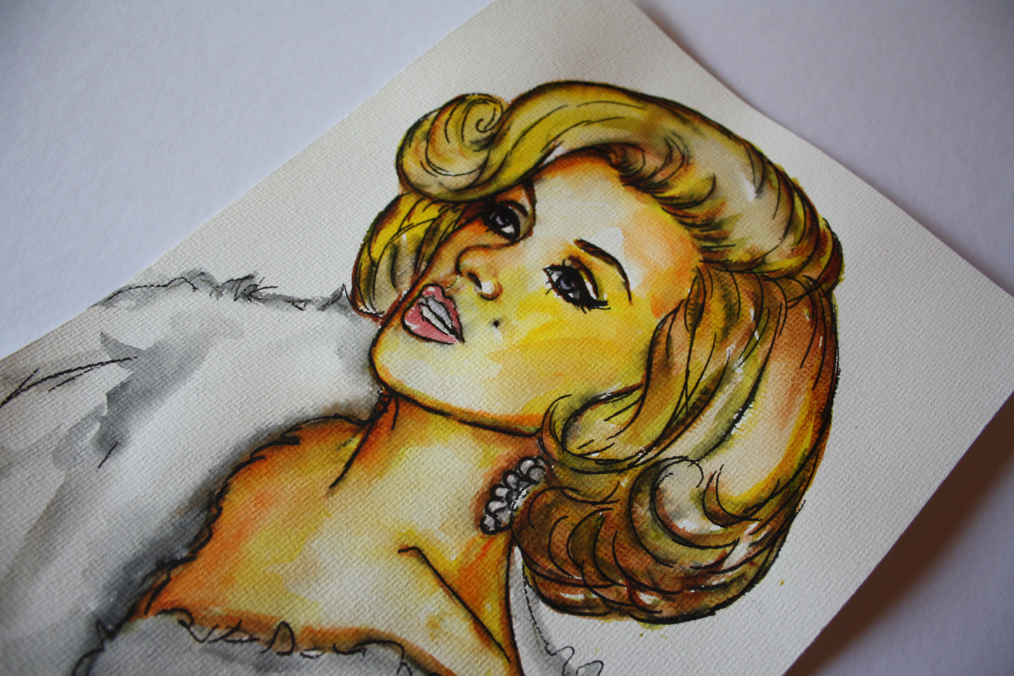 Marilyn Monroe, Happy Birthday Mr.President, ORIGINAL Watercolor Painting, Artwork by Svetlana Pelin