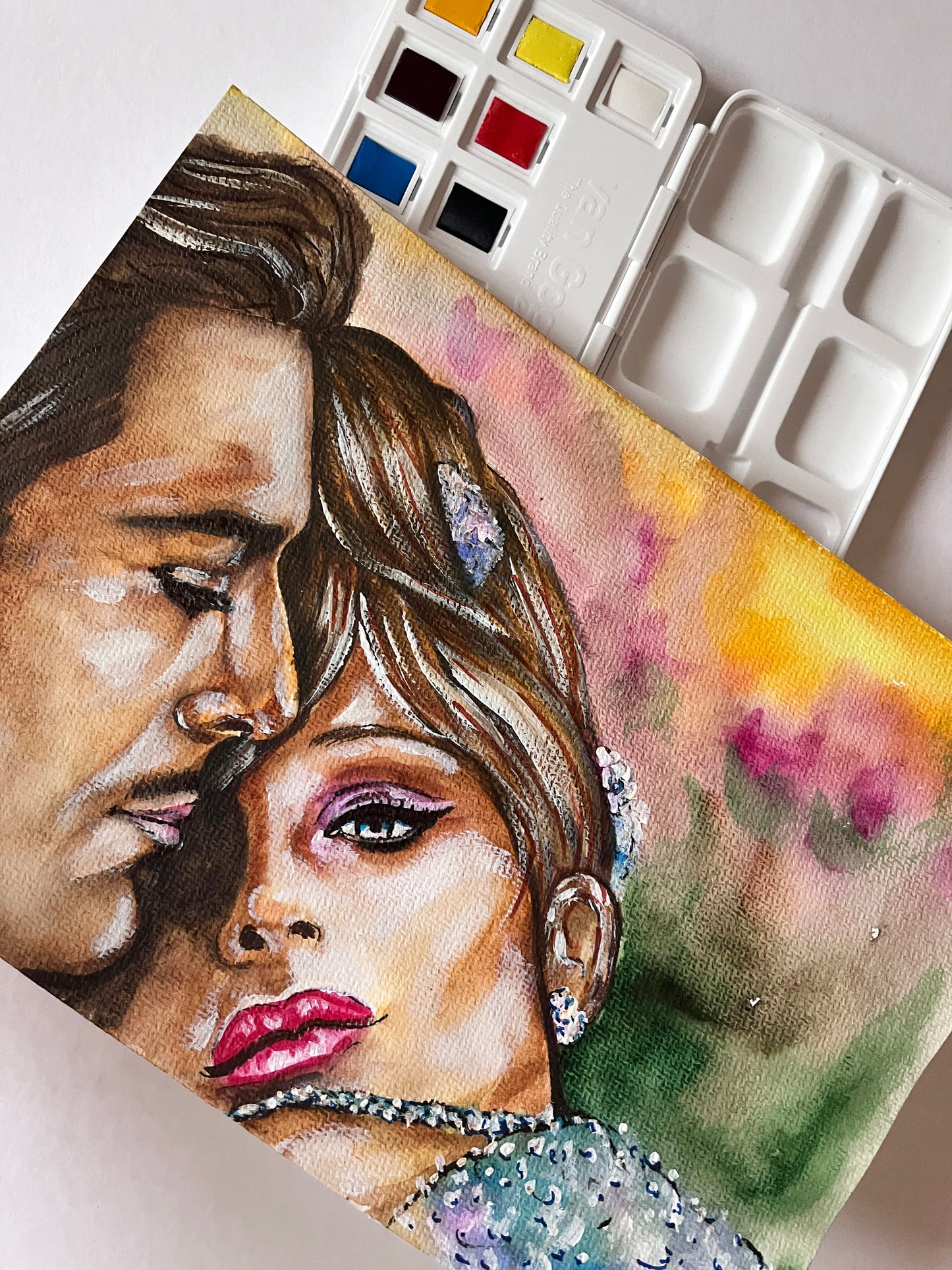 Barbra Streisand, Omar Sharif, Funny Girl, ORIGINAL Watercolor Painting, Artwork by Svetlana Pelin