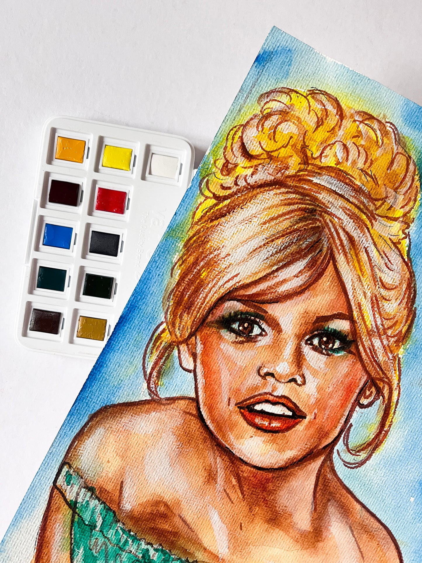 Brigitte Bardot, ORIGINAL Watercolor Painting, Artwork by Svetlana Pelin