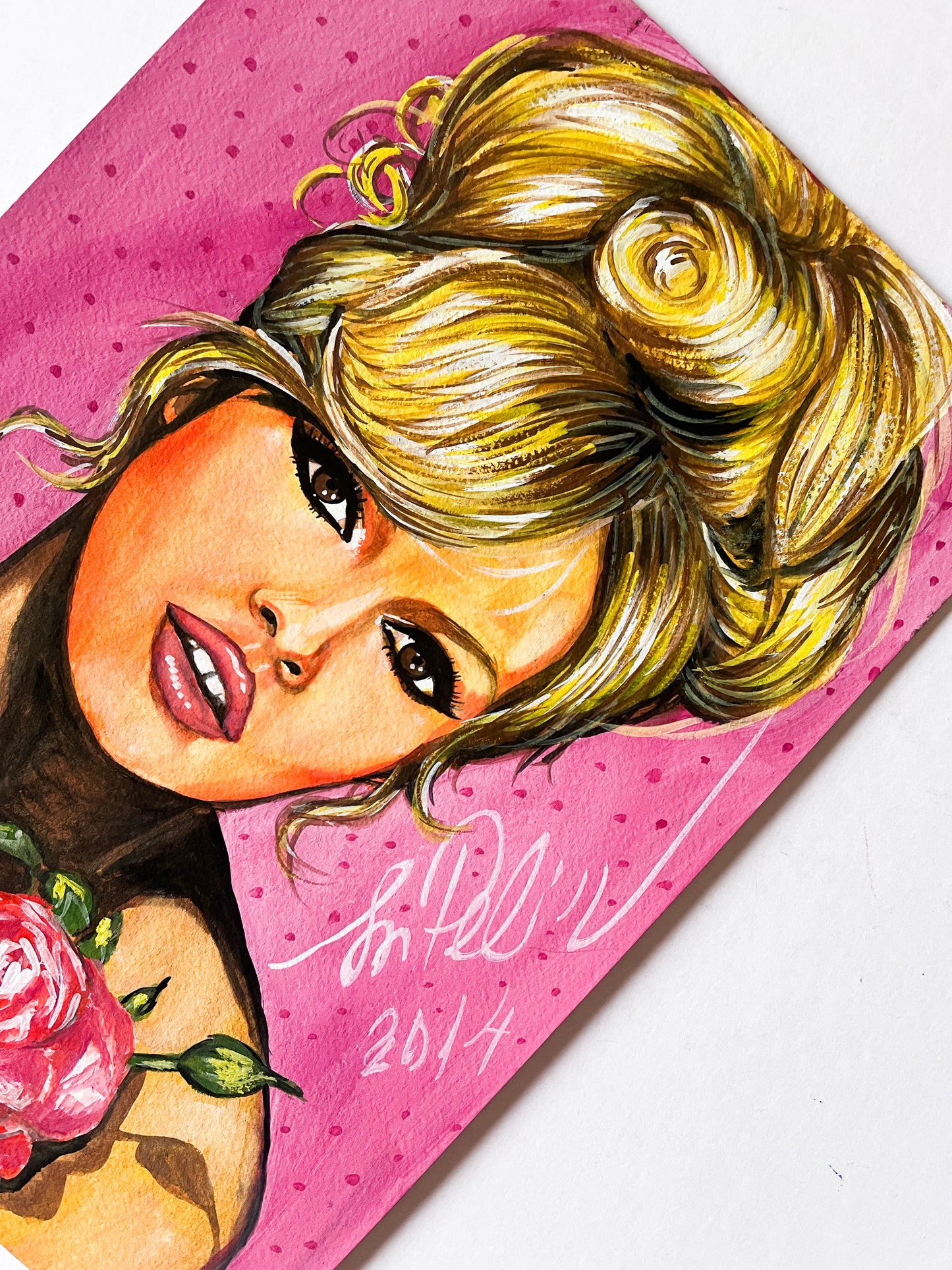 Brigitte Bardot, ORIGINAL Gouache Painting, Artwork by Svetlana Pelin