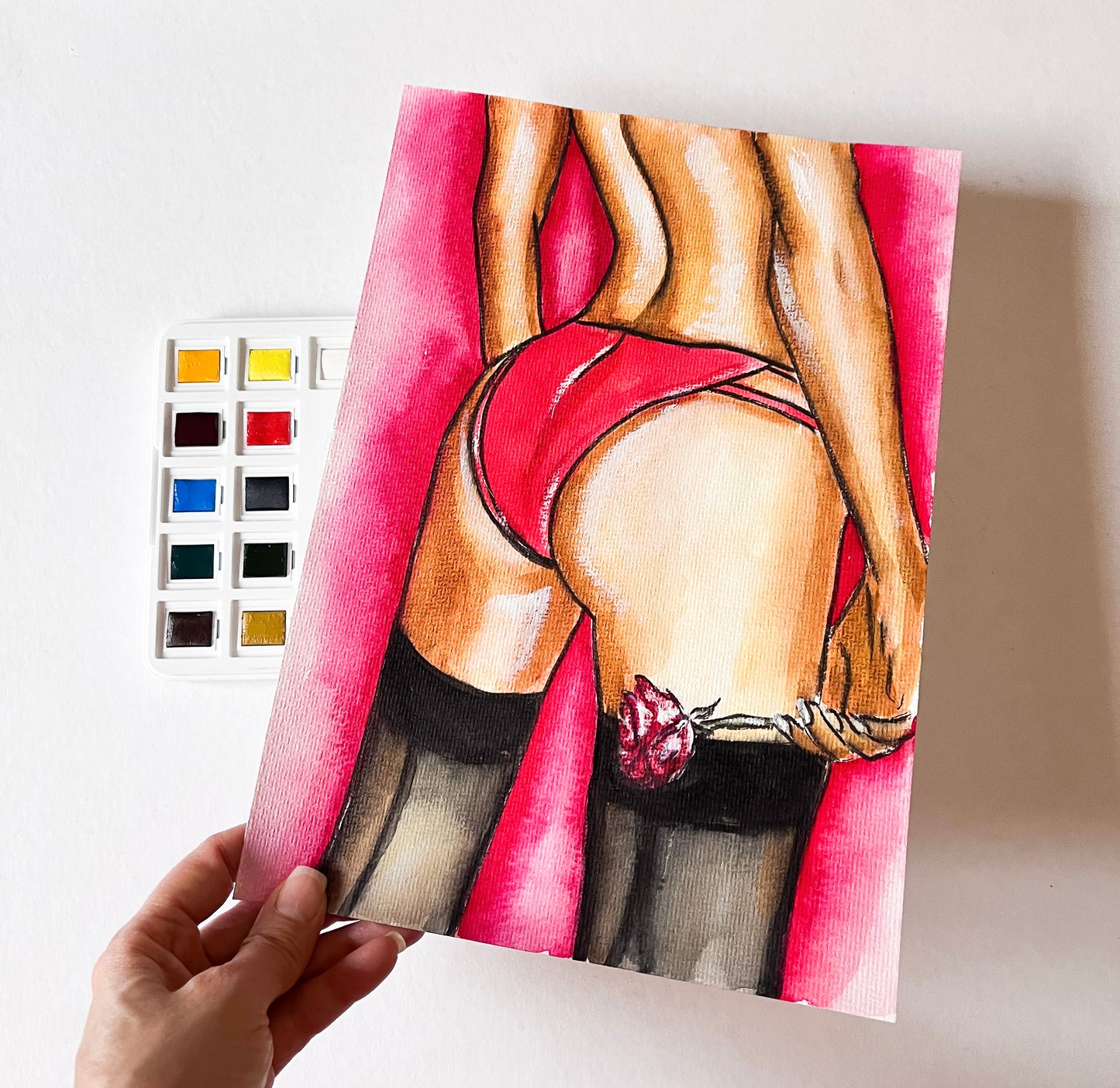 Candice Swanepoel, ORIGINAL Watercolor Painting, Artwork by Svetlana Pelin