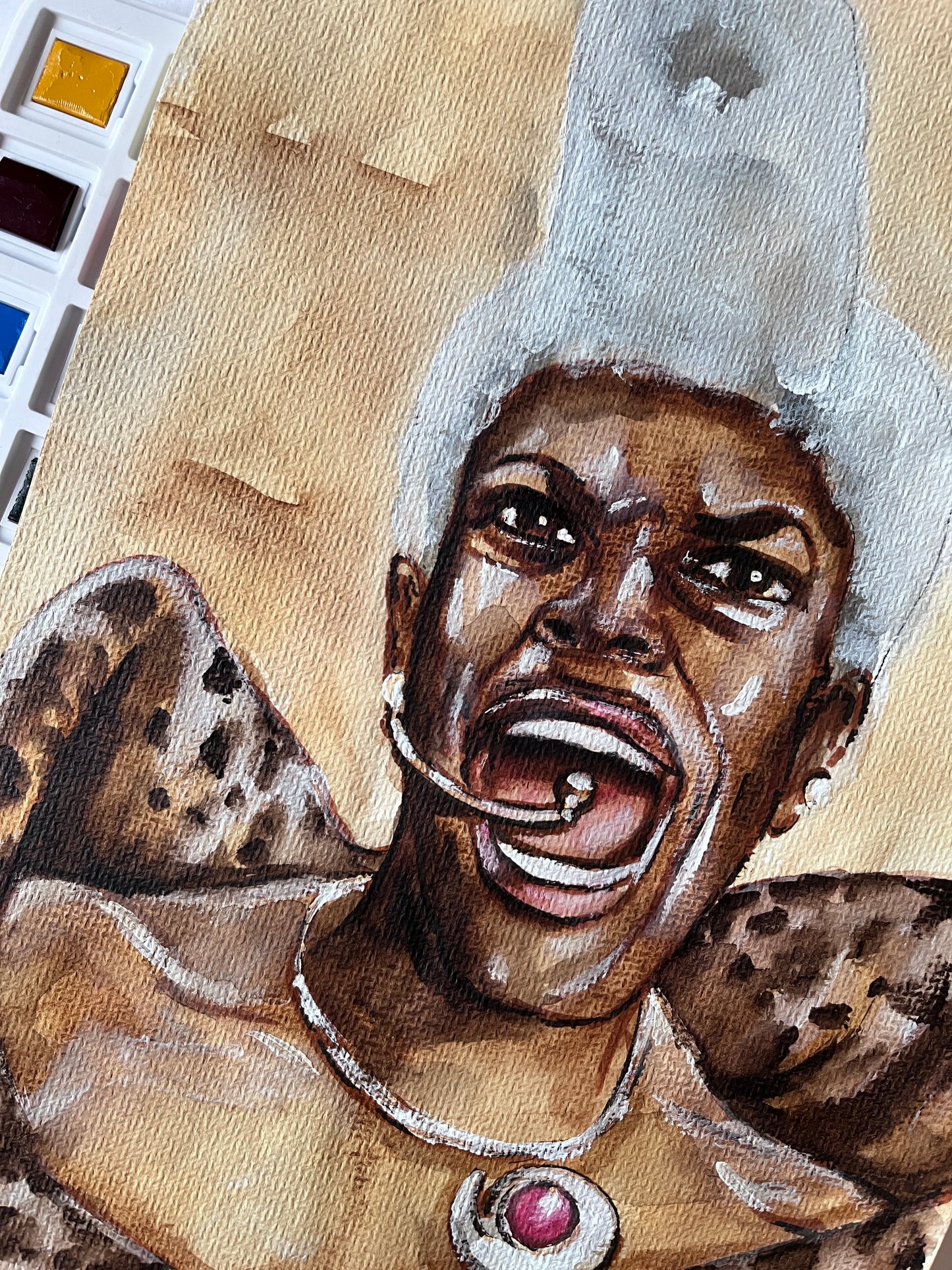 Chris Tucker, Ruby Rhod, The Fifth Element, ORIGINAL Watercolor Painting, Artwork by Svetlana Pelin