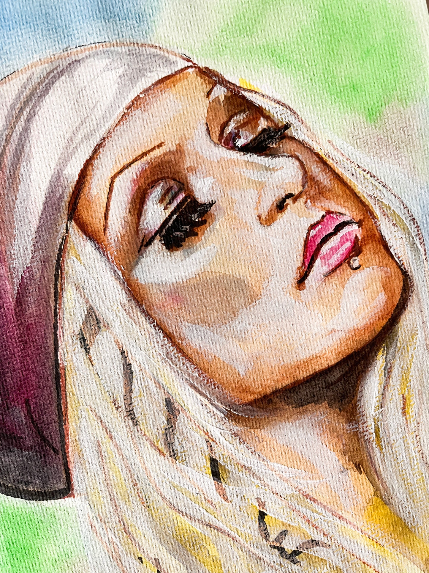 Christina Aguilera, ORIGINAL Watercolor Painting, Artwork by Svetlana Pelin