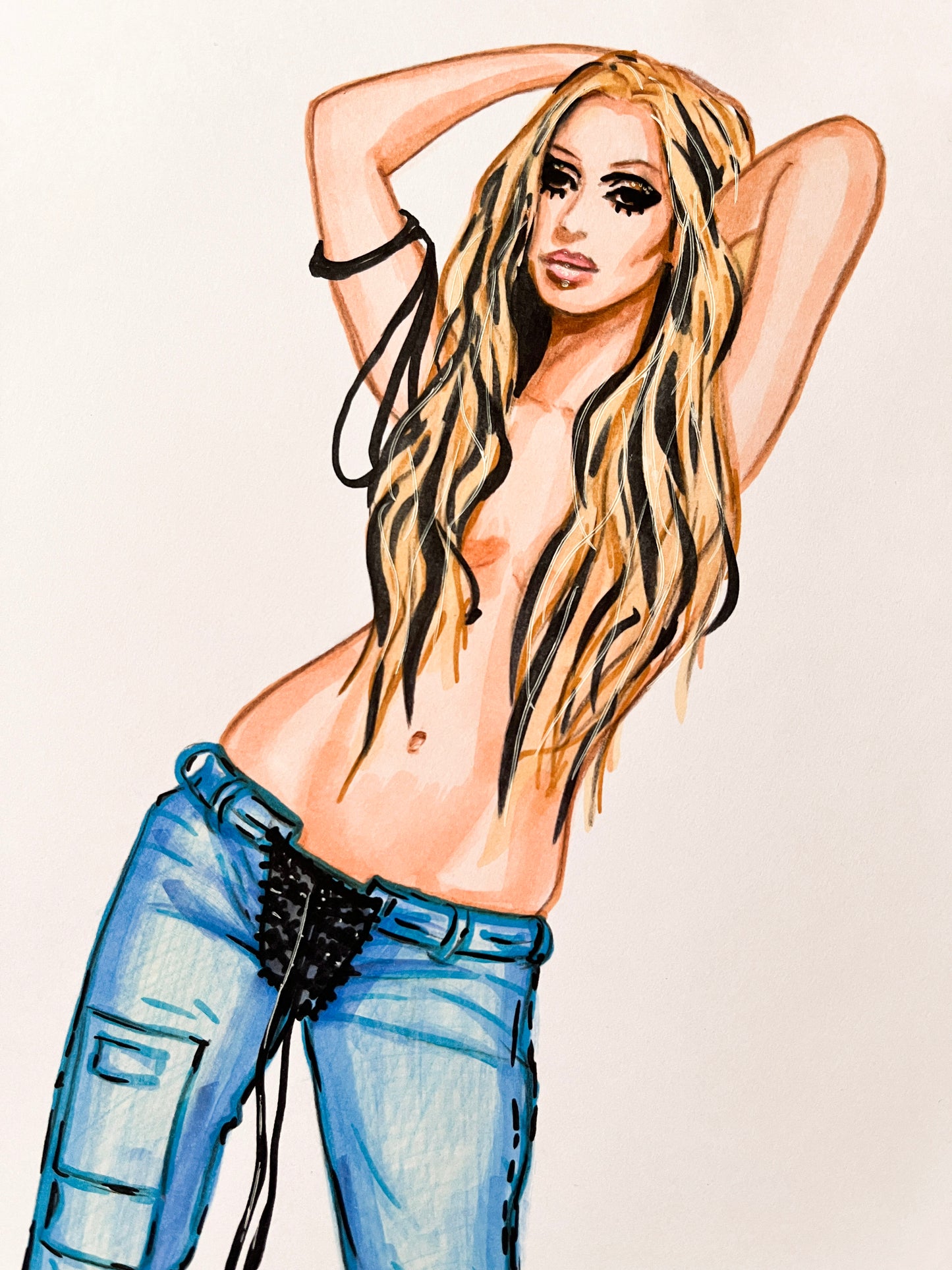Christina Aguilera, ORIGINAL Marker drawing, Artwork by Svetlana Pelin