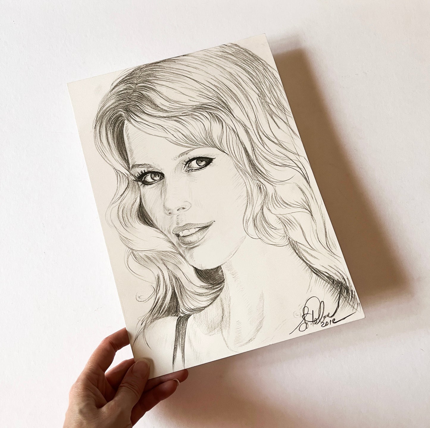 Claudia Schiffer, Black and White, ORIGINAL Sepia drawing, Artwork by Svetlana Pelin