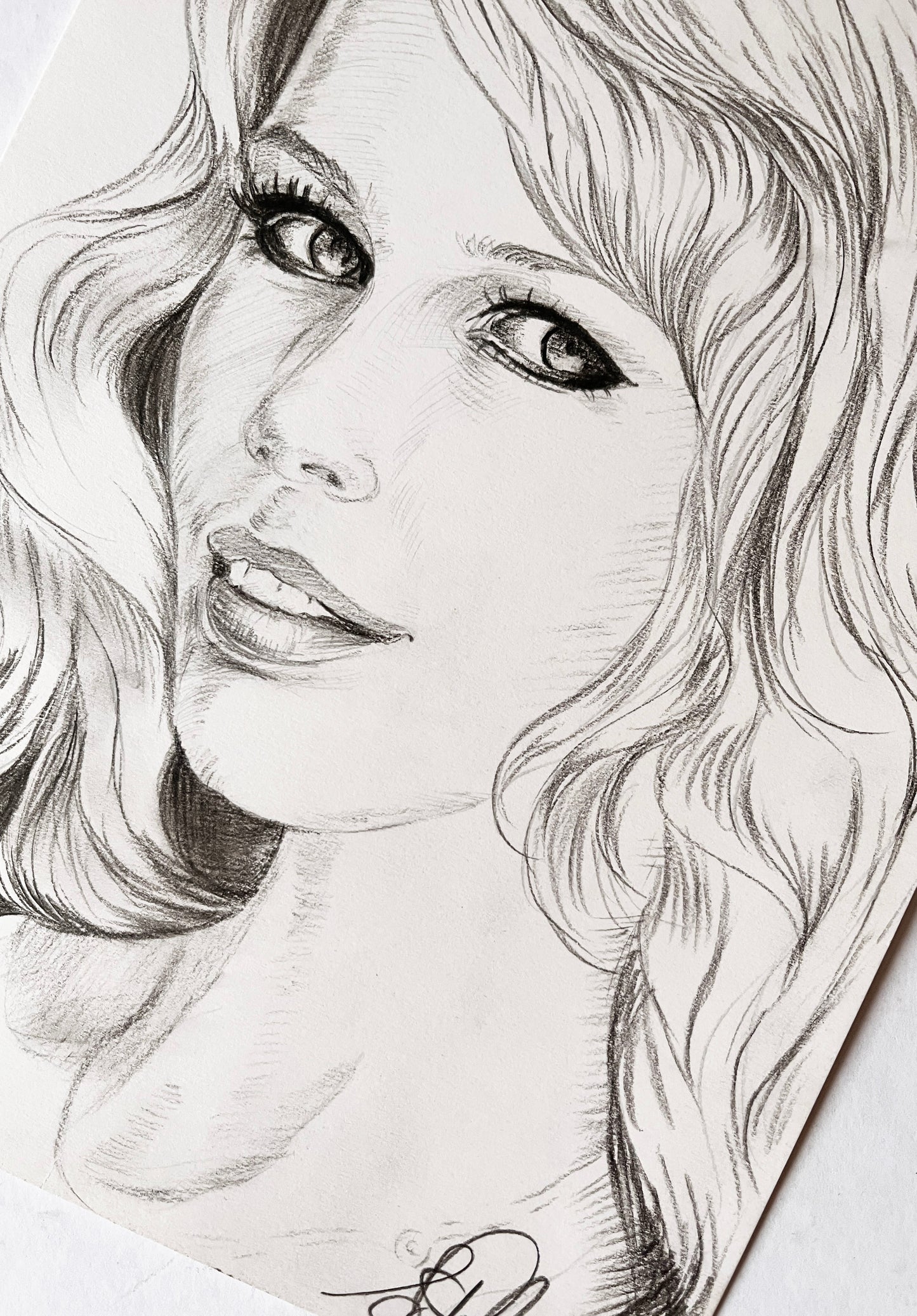 Claudia Schiffer, Black and White, ORIGINAL Sepia drawing, Artwork by Svetlana Pelin