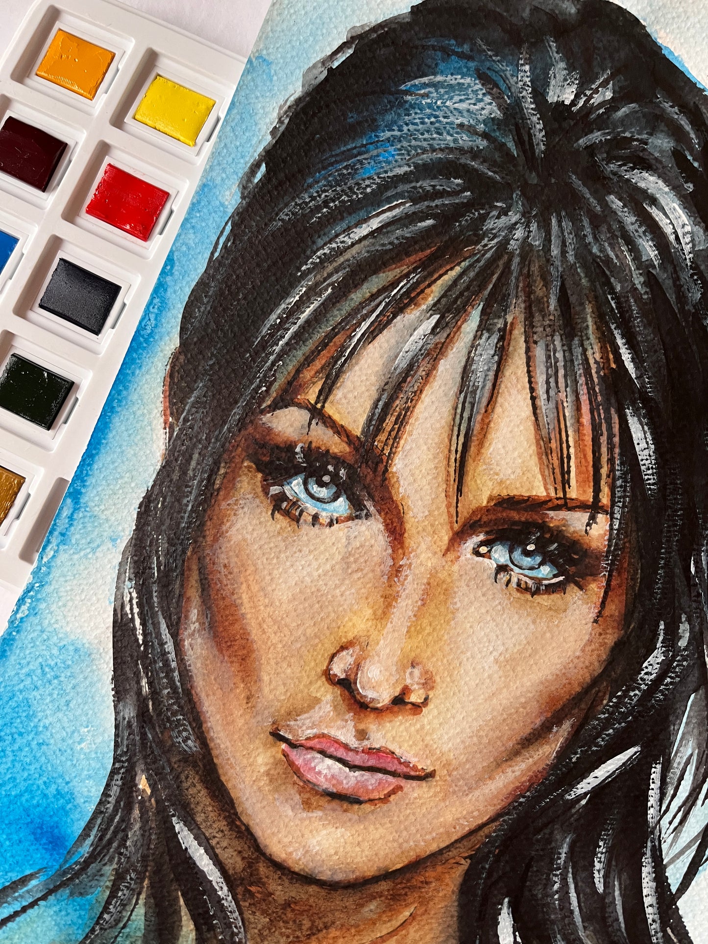 Carla Bruni, CBS, ORIGINAL Watercolor Painting, Artwork by Svetlana Pelin
