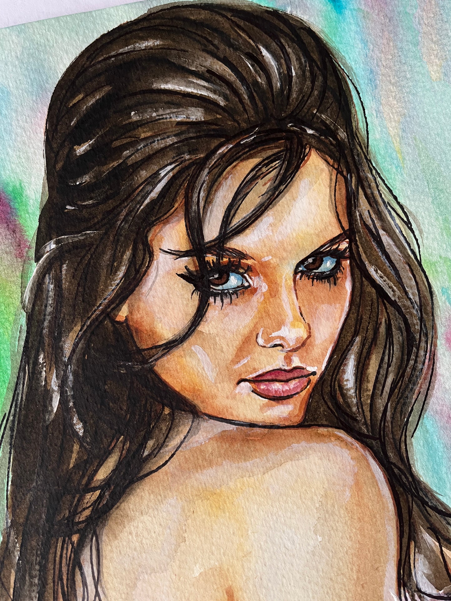 Claudia Cardinale, ORIGINAL Watercolor Painting, Artwork by Svetlana Pelin