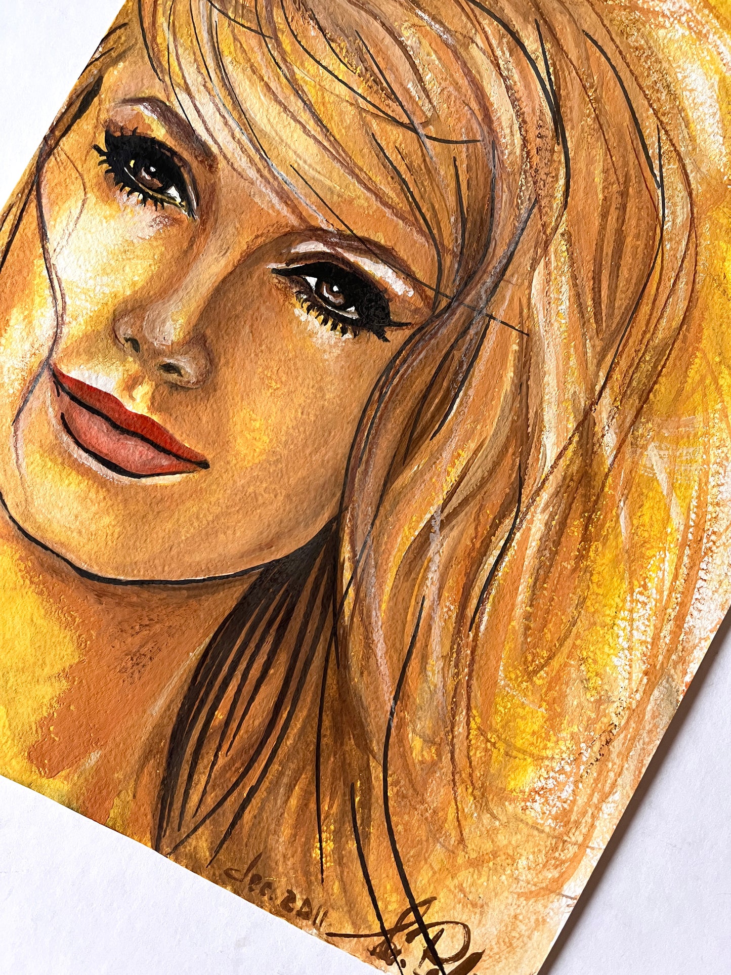 Catherine Deneuve, ORIGINAL Gouache Painting, Artwork by Svetlana Pelin