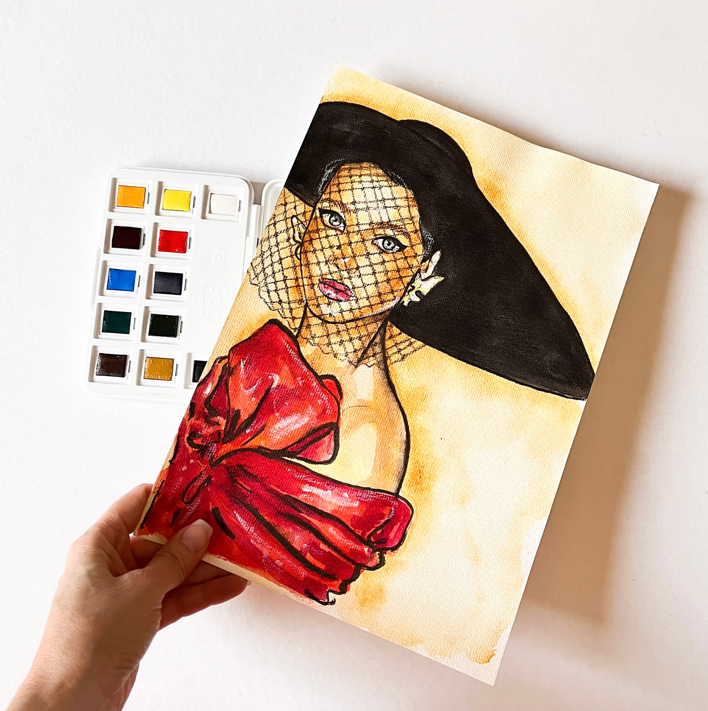 Christy Turlington, ORIGINAL Watercolor Painting, Artwork by Svetlana Pelin