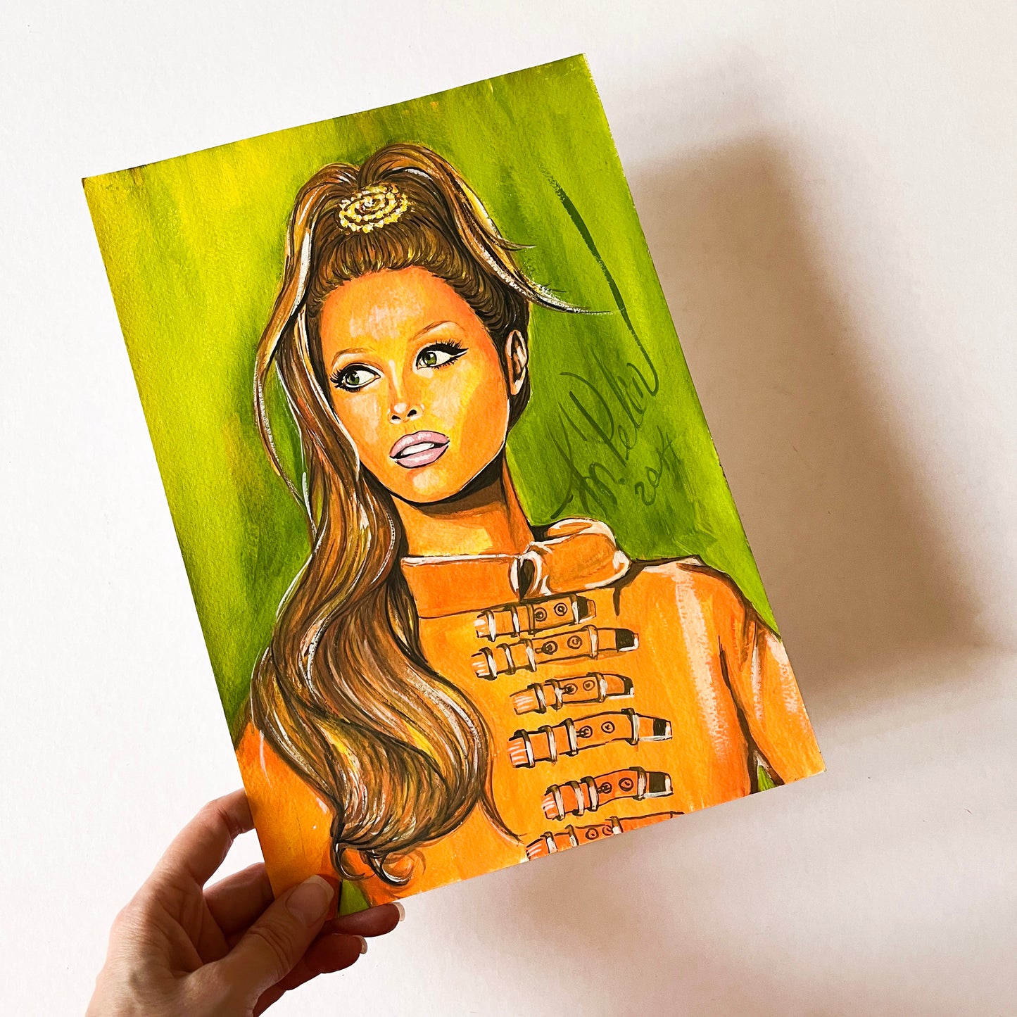 Christy Turlington, ORIGINAL Gouache Painting, Artwork by Svetlana Pelin